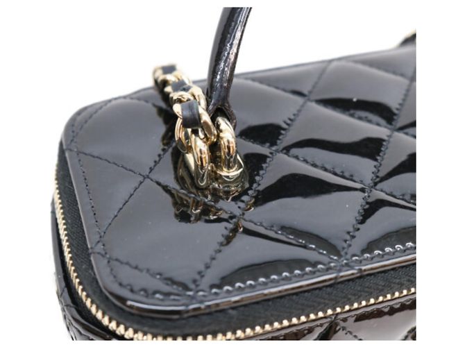 Borsa Vanity Chanel in vernice nera con manico superiore Nero - vista 8