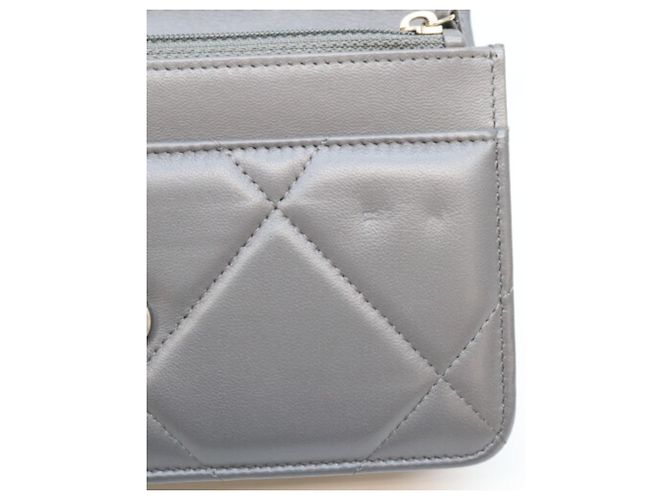 Chanel Chain Wallet aus grauem Lammleder Braun - Ansicht 11