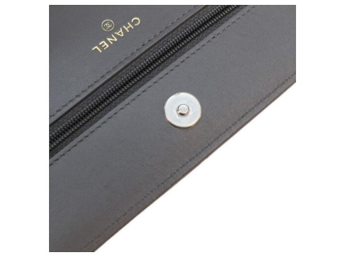 Chanel Chain Wallet aus grauem Lammleder Braun - Ansicht 12