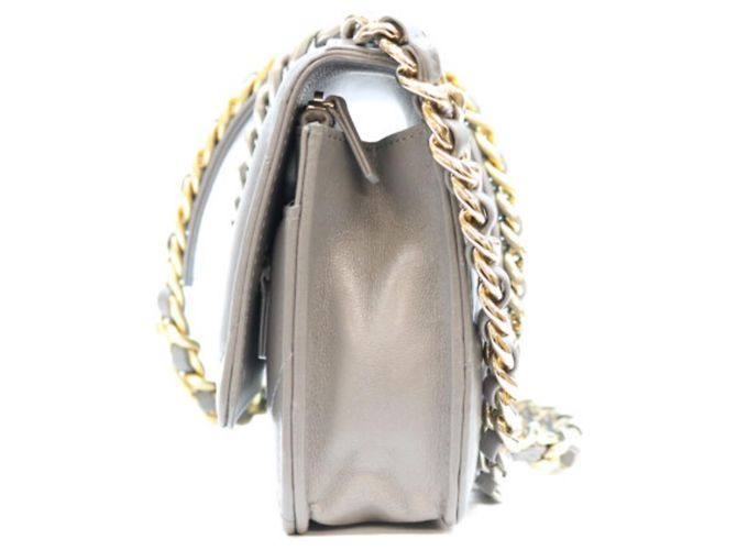 Chanel Chain Wallet aus grauem Lammleder Braun - Ansicht 2
