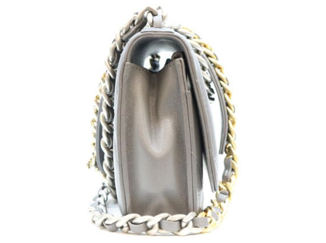 Chanel Chain Wallet aus grauem Lammleder Braun - Ansicht 3