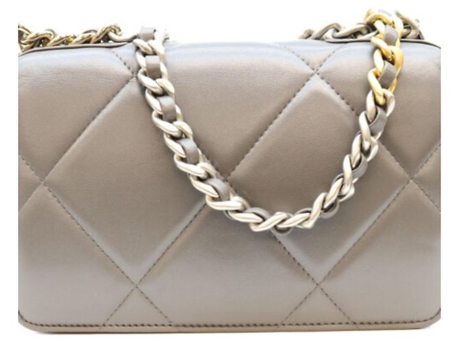 Chanel Chain Wallet aus grauem Lammleder Braun - Ansicht 4
