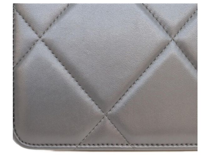Chanel Chain Wallet aus grauem Lammleder Braun - Ansicht 8