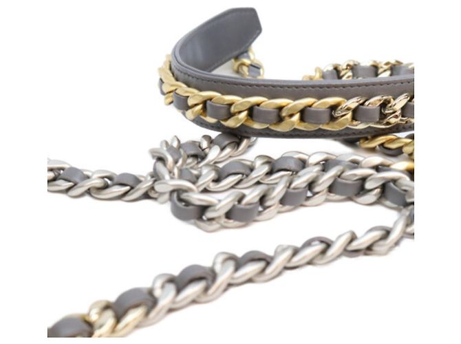 Chanel Chain Wallet aus grauem Lammleder Braun - Ansicht 9