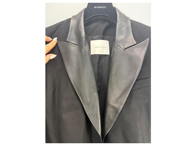 Pierre Balmain Blazer Lana e Pelle Nero - vista 3