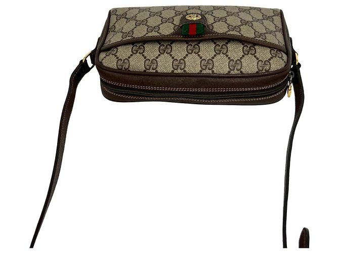 Mini borsa a tracolla Gucci Old Sherry Line con motivo logo GG Marrone Rosso Verde - vista 4
