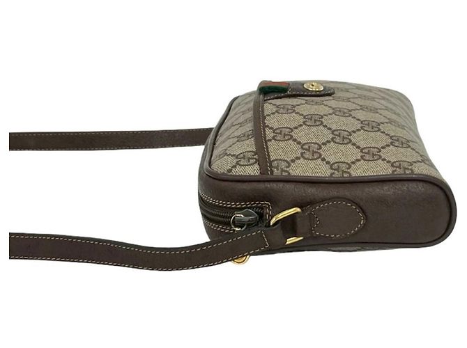 Mini borsa a tracolla Gucci Old Sherry Line con motivo logo GG Marrone Rosso Verde - vista 5