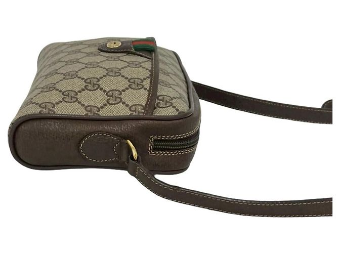 Mini borsa a tracolla Gucci Old Sherry Line con motivo logo GG Marrone Rosso Verde - vista 6