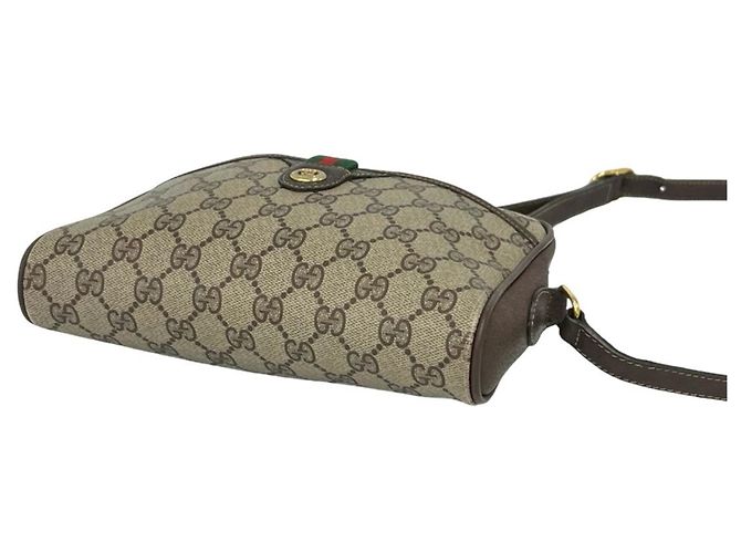 Mini borsa a tracolla Gucci Old Sherry Line con motivo logo GG Marrone Rosso Verde - vista 8