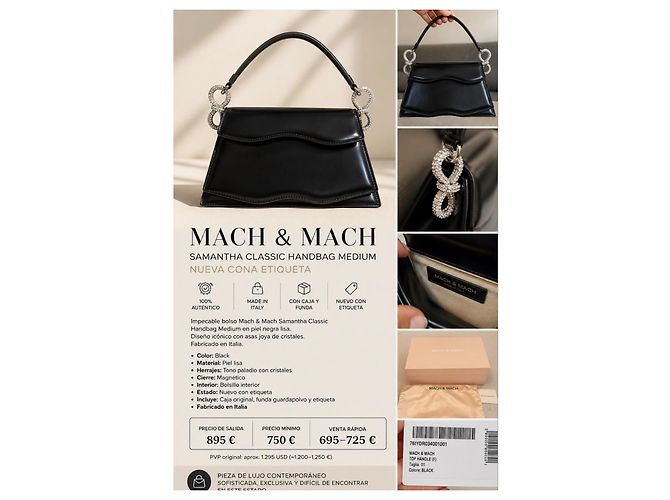 Mach & Mach Samantha Classic Borsa Medium Nero - vista 3