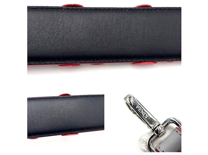 Tracolla in pelle da donna Fendi Nero Rosso Blu chiaro - vista 4