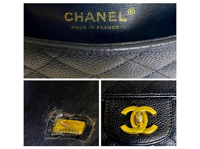 Timeless Chanel Mini Square Classic Flap - Pelle Caviar Nera e Hardware Dorato Nero Gold hardware - vista 10