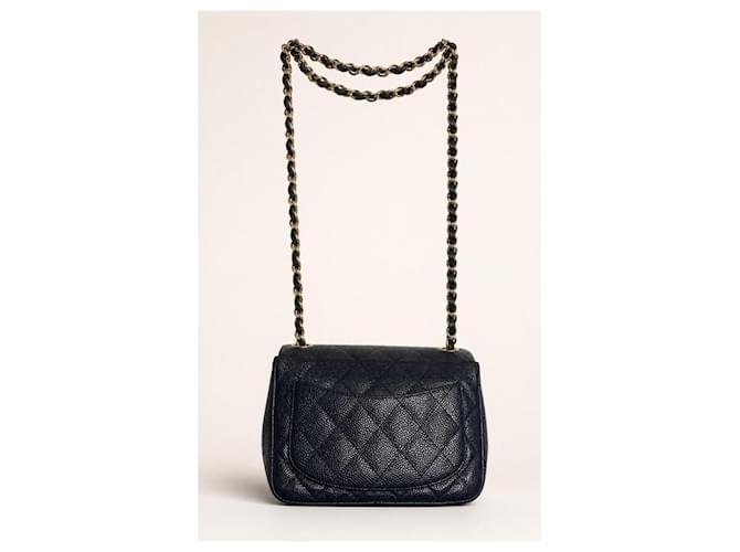 Timeless Chanel Mini Square Classic Flap - Pelle Caviar Nera e Hardware Dorato Nero Gold hardware - vista 5