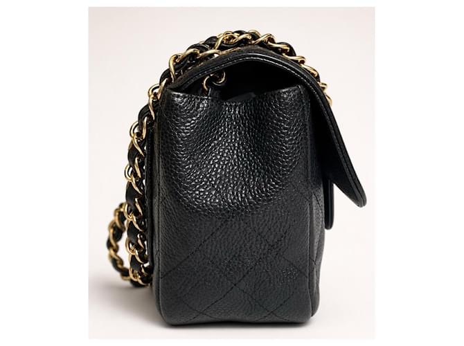 Timeless Chanel Mini Square Classic Flap - Pelle Caviar Nera e Hardware Dorato Nero Gold hardware - vista 6