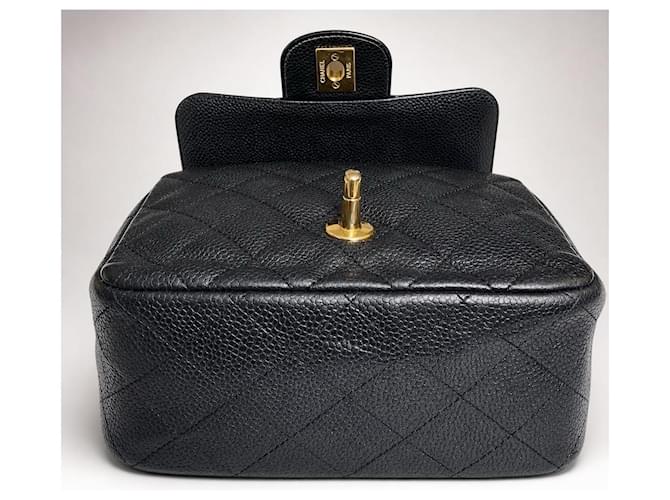 Timeless Chanel Mini Square Classic Flap - Pelle Caviar Nera e Hardware Dorato Nero Gold hardware - vista 7