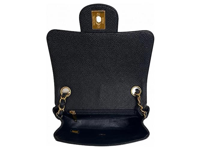 Timeless Chanel Mini Square Classic Flap - Pelle Caviar Nera e Hardware Dorato Nero Gold hardware - vista 9