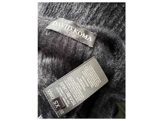 David Koma Schwarzes Strickkleid asymmetrisch mit Ketten-Detail - Ansicht 6