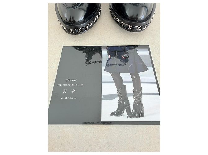 Chanel Chain Obsession Boots Schwarz Gebürstetes Leder Fall 2013 - Ansicht 10