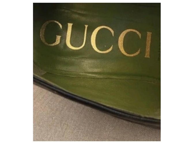 Gucci Mocassini plateau Horsebit in pelle Marrone Nero Bianco - vista 3
