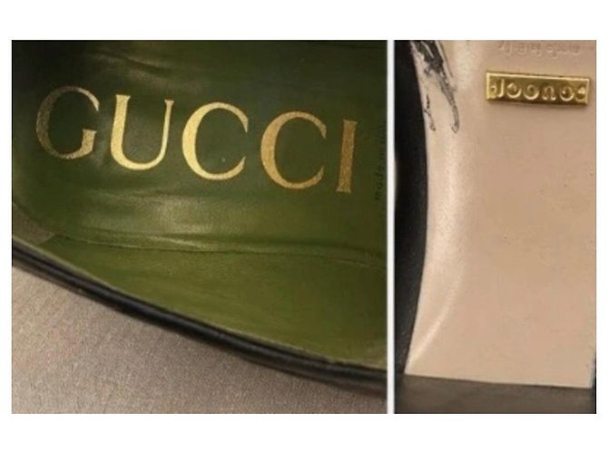 Gucci Mocassini plateau Horsebit in pelle Marrone Nero Bianco - vista 5