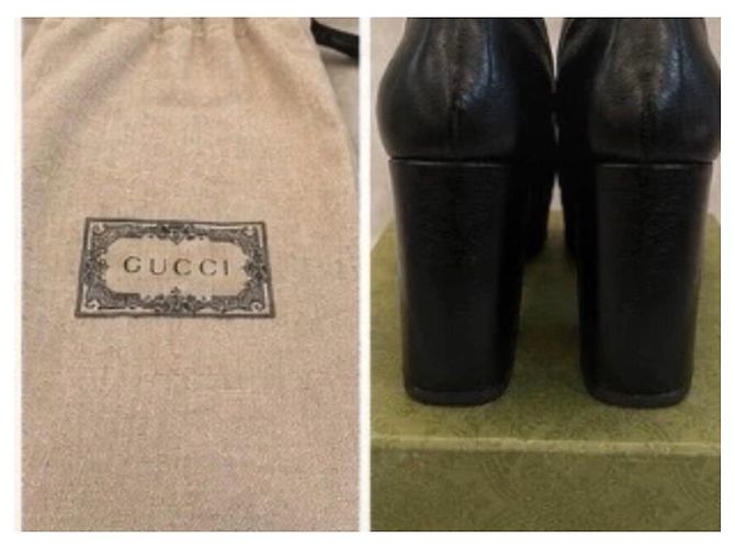 Gucci Mocassini plateau Horsebit in pelle Marrone Nero Bianco - vista 6