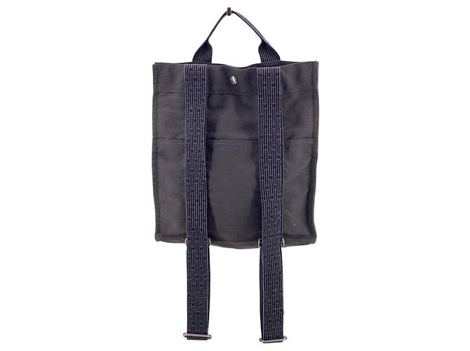 Hermès Hermes Grey Canvas Herline Bacpack Sac A Dos MM Tote Bag Grigio - vista 3