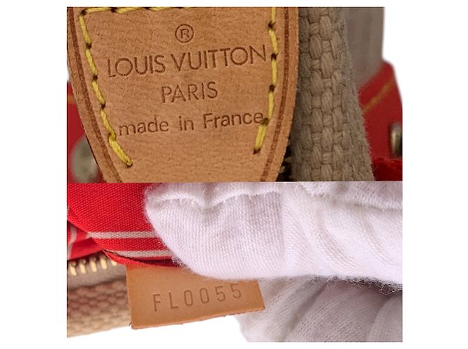 Louis Vuitton Borsa Tote Antigua PM in tela beige e rossa - vista 6