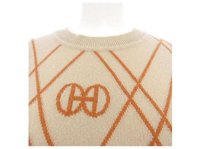 Hermès Hermes Round H Kaschmirkleid Beige - Ansicht 5