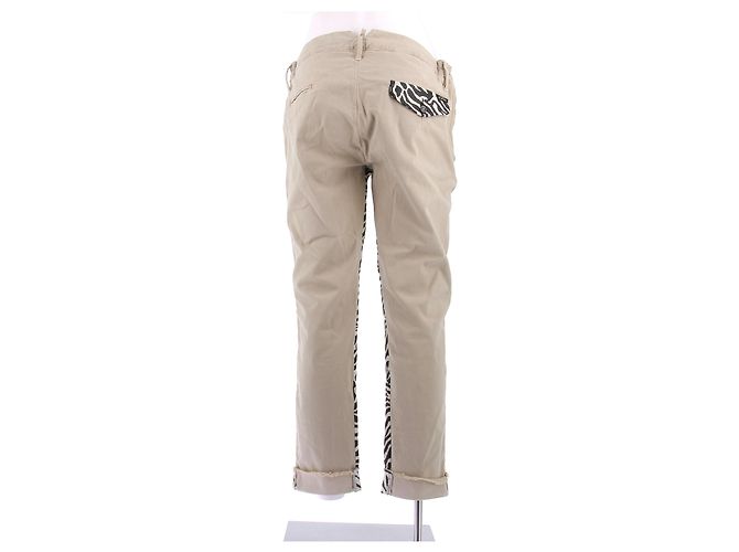 Autre Marque Pantalones beige con estampado animal - vista 2