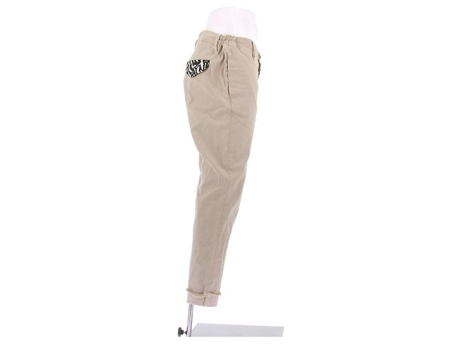 Autre Marque Pantalones beige con estampado animal - vista 3