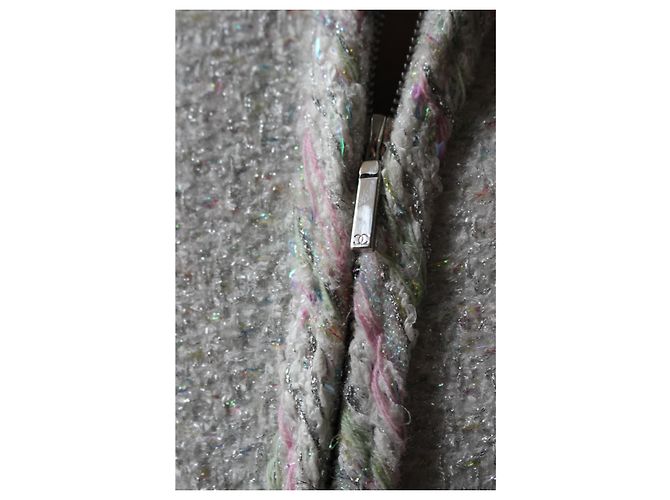 Chanel Wolljacke mit Reißverschluss Weiß Größe 38 - Ansicht 3