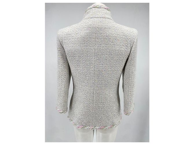 Chanel Wolljacke mit Reißverschluss Weiß Größe 38 - Ansicht 5