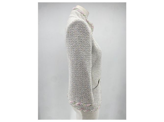 Chanel Wolljacke mit Reißverschluss Weiß Größe 38 - Ansicht 7