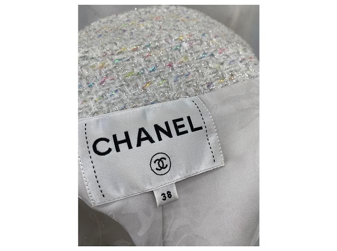 Chanel Wolljacke mit Reißverschluss Weiß Größe 38 - Ansicht 8