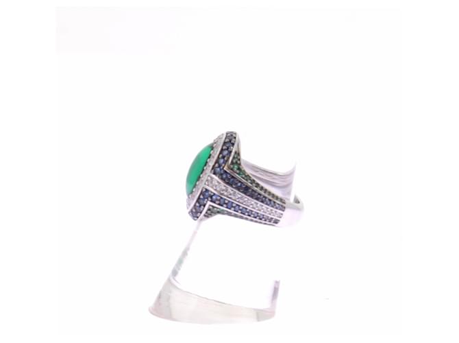 APM Monaco Anello con strass blu e pietra verde - vista 3