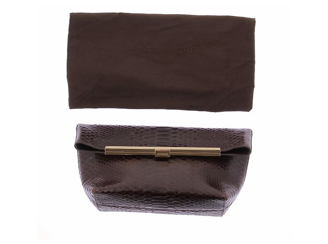 Autre Marque Clutch KASSANDRE in pelle marrone - vista 8