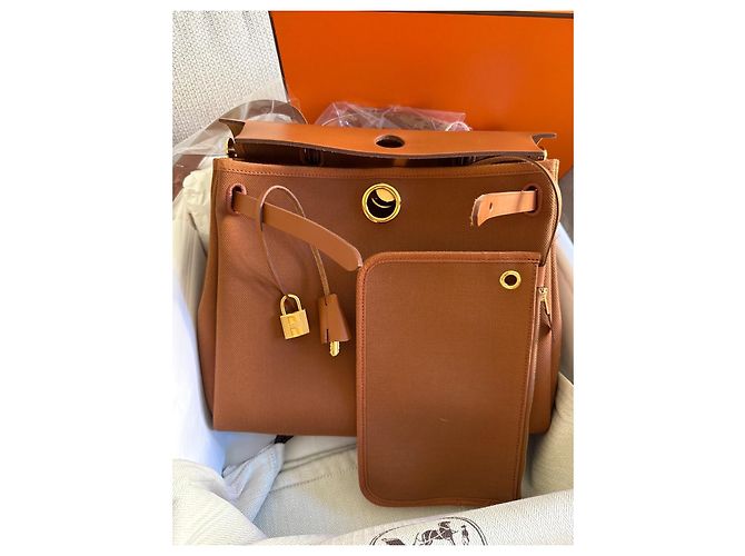 Borsa Hermès Herbag 31 Fauve Marrone - vista 5