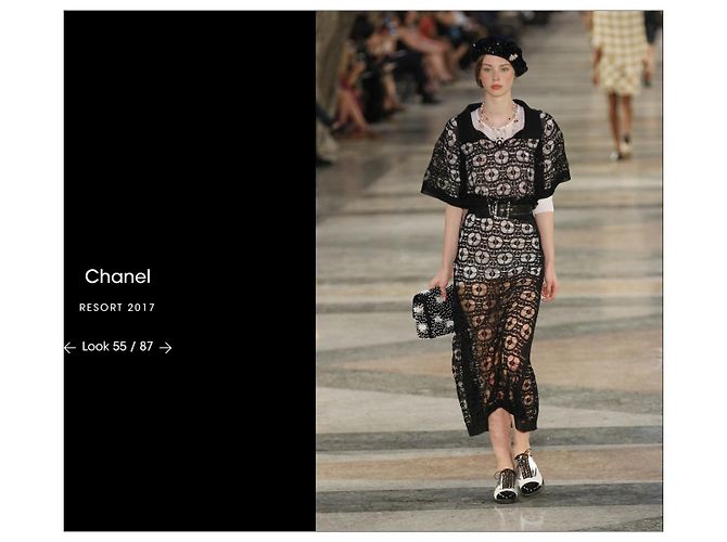 Chanel Resort 2017 Perforierte Leder-Mules Runway Schwarz Silber Weiß - Ansicht 14