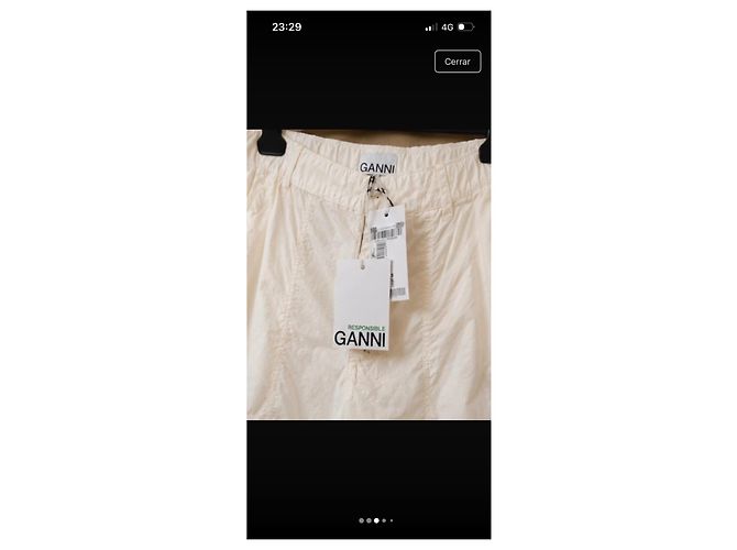 Ganni Pantalones Cargo Beige - vista 4