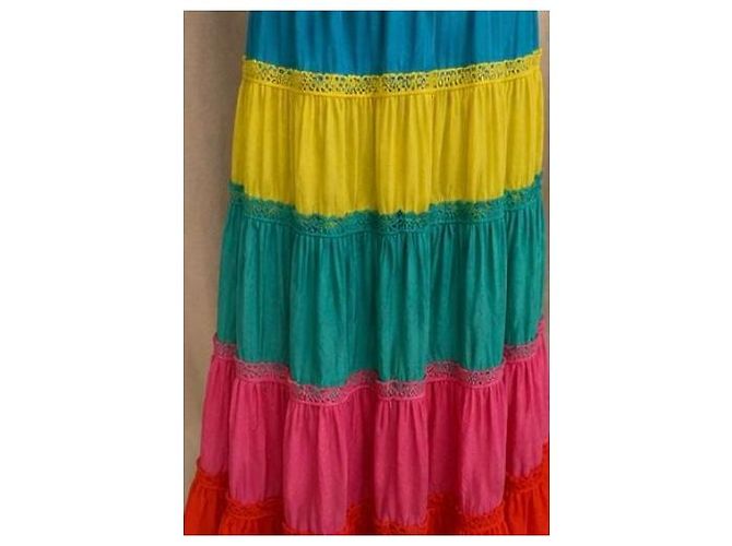 Alice + Olivia Gestuftes Maxi-Kleid Multicolour Pink Rot Blau Mehrfarben Grün Gelb - Ansicht 7
