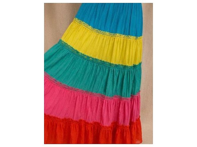 Alice + Olivia Gestuftes Maxi-Kleid Multicolour Pink Rot Blau Mehrfarben Grün Gelb - Ansicht 8