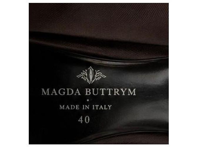 Magda Butrym Botas altas de satén marrón y pelo Castaño - vista 5