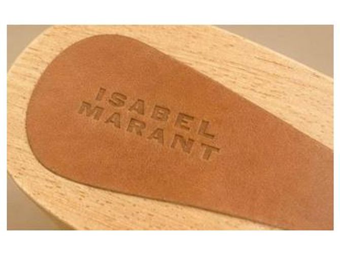 Isabel Marant Brown Leather Platform Clogs - view 3