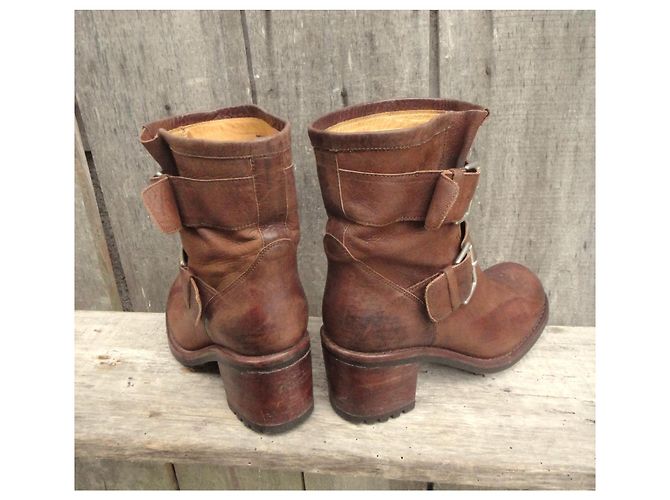 Free Lance Botines de cuero marrón con doble hebilla Castaño - vista 4