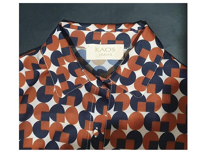 Autre Marque KAOS JEANS Camisa con estampado geométrico Castaño Beige Azul oscuro - vista 6