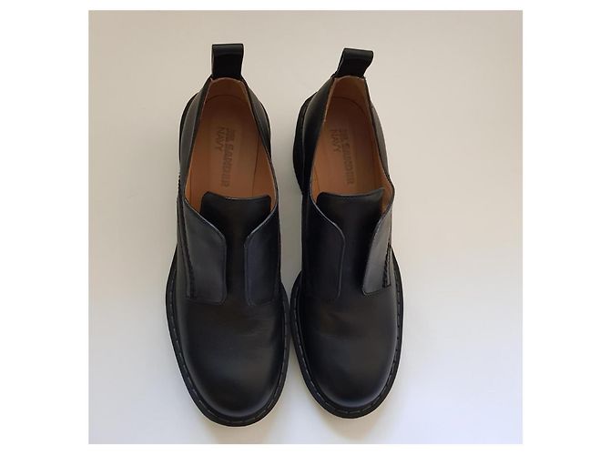 Jil Sander Navy Mocassini in pelle nera con tacco a blocco Nero - vista 4