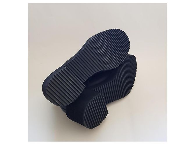 Jil Sander Navy Mocassini in pelle nera con tacco a blocco Nero - vista 6