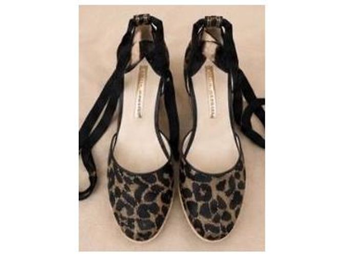 Sophia Webster Leopard Print Espadrille Wedge Sandals Black - view 2