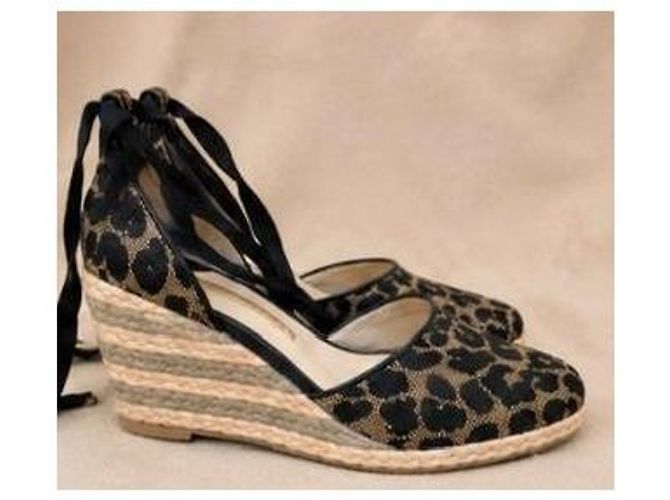 Sophia Webster Leopard Print Espadrille Wedge Sandals Black - view 3