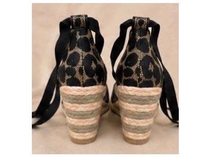 Sophia Webster Leopard Print Espadrille Wedge Sandals Black - view 4
